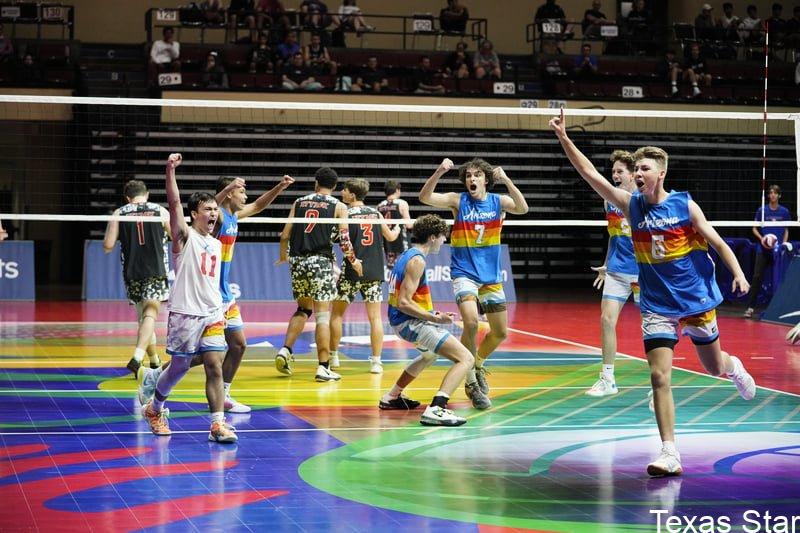 Boys on court celebrating win