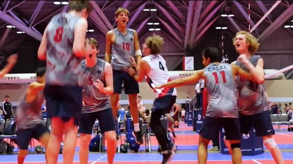 Boys celebrating on the court