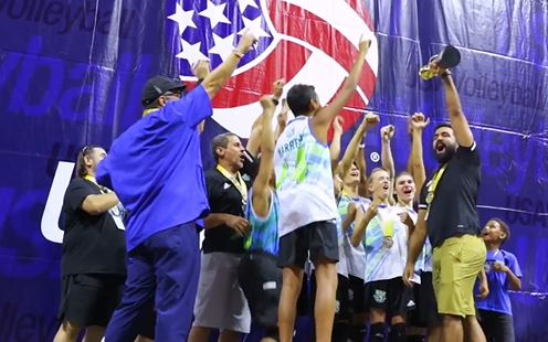 Boys receiving trophy