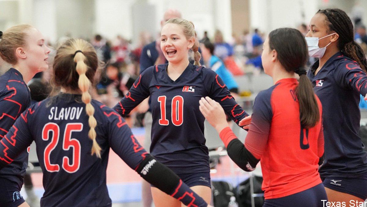 Girls celebrating on the court