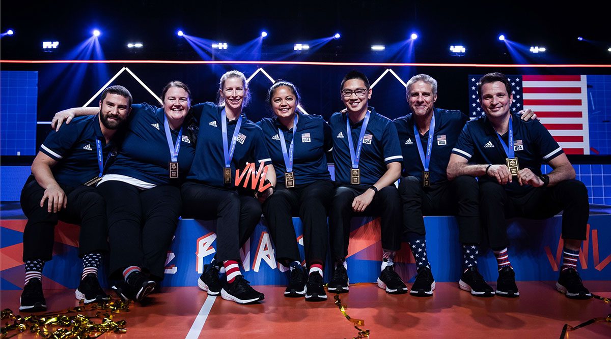 Tama Miyashiro and WNT coaches at VNL