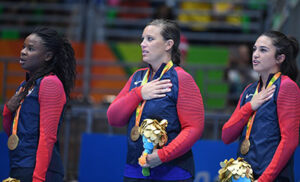 Nichole Millage wearing gold medal