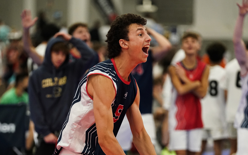 boys team celebrating on court