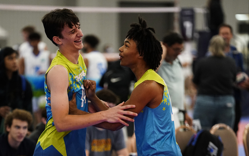 boys team celebrating on court