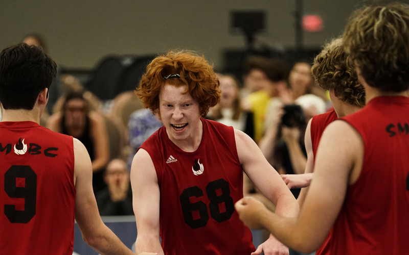 boys team celebrating on court