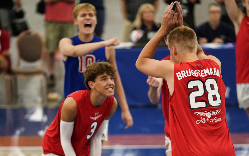 boys team celebrating on court